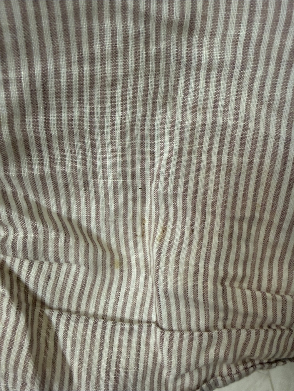 Tahari Striped Linen-Blend Henley Tunic in Beige & White - Picture 4 of 4